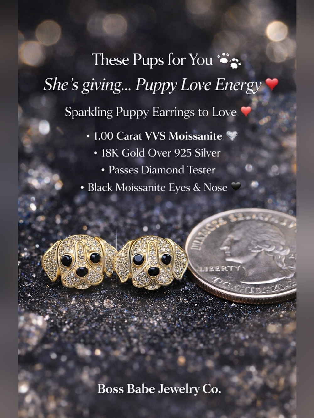 “Warning: May Cause Compliment Moment 🐶” 1.00 CT 18k Gold VVS Mossi Over 925